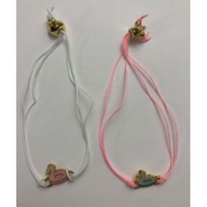 Lucky Fortune BFF Friendship Charm Bracelets Set Of 2 Adjustable Pool Float Swan